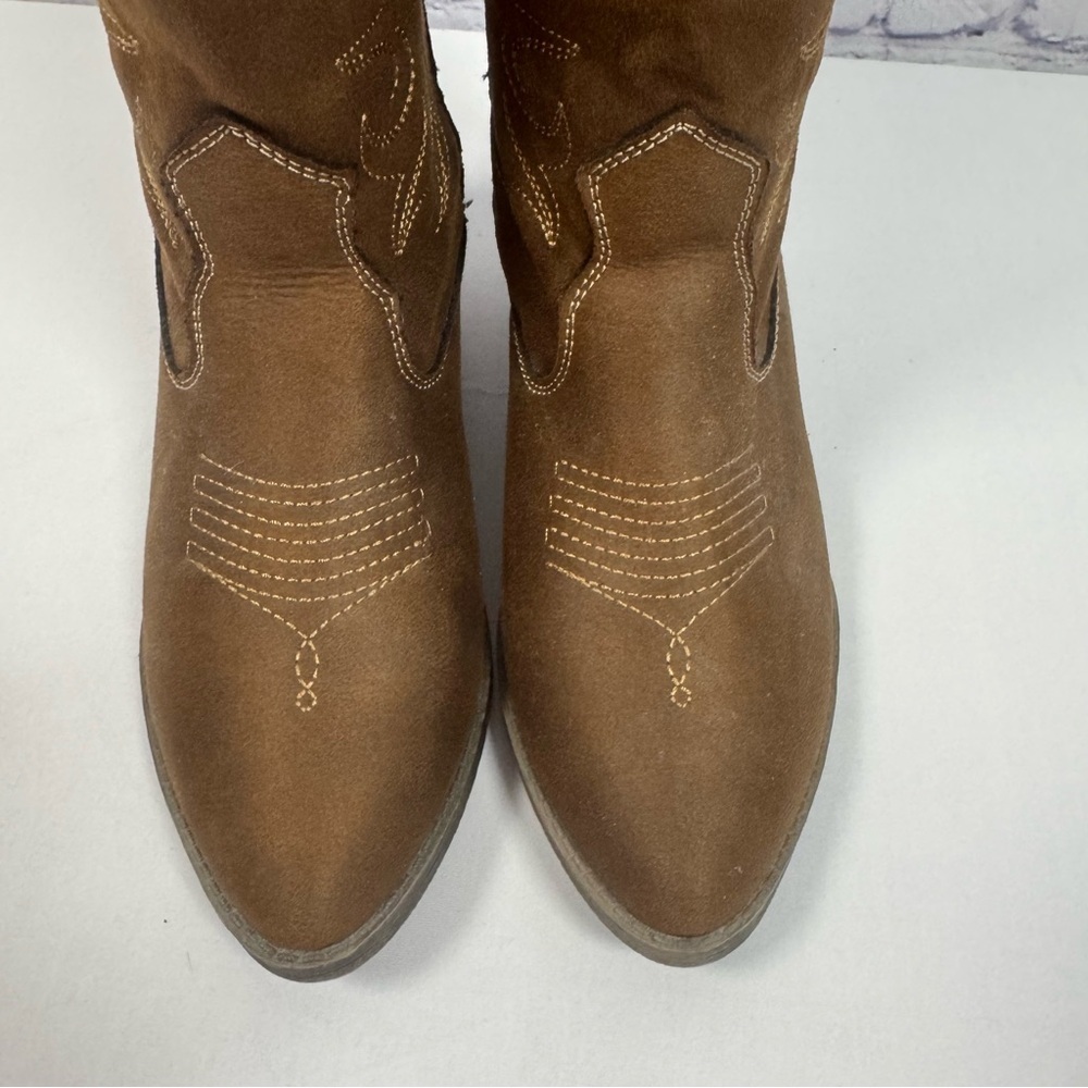 Rampage Brown Embroidered Heeled Boots - Picture 3 of 7